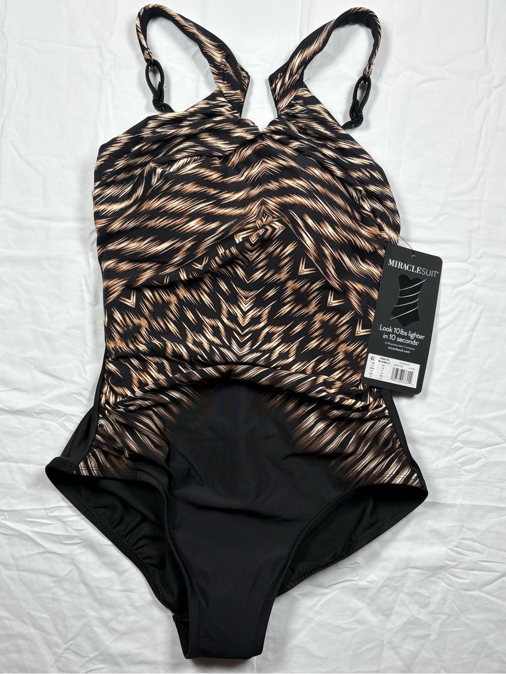 Miraclesuit Aphrodite Women's Black and Tan One-Piece Swimsuit Topkapi